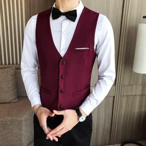 Personality Tide 2020 Male Short Fund Vest Loose Coat Nightclub Bar Hairstyle Division Vest Spring Solid Vest Men Plus Size