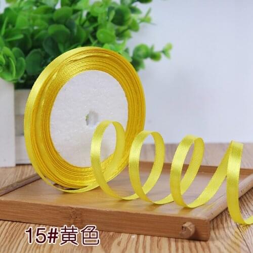 Hot Sale 6mm 22 Meters/lot Yellow Color Satin Ribbon Webbing Decoration Gift Christmas Ribbon Decoration Wrapping Sewing Fabric