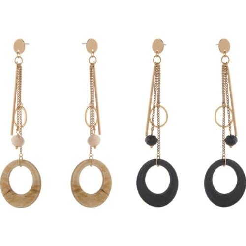 South Korea Jewelry Wholesale Processing Circle Earrings Acetate Plate Bohemian European and American Earrings Female Long