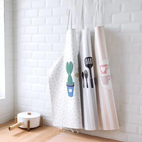 Home Cooking Kitchen Apron For Women Men Chef Apron For Baking Restaurant PU Waterproof Lovely Cartoon Pinafore