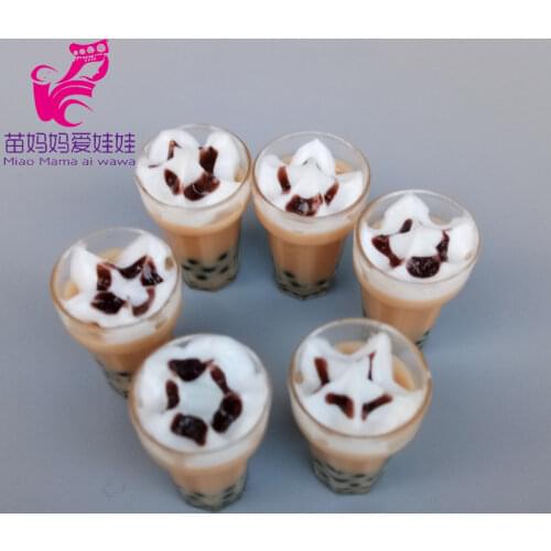 Doll House Accessories Mini Food Cup of Pearl Milk Tea Fun Toys Mini Bread Wine Bottle for Barbie Doll Licca Blythe Doll