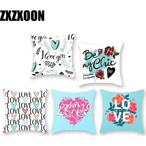 Lovely Valentines Day Present Polyester Throw Pillow Case Cover Love Letter Cushion Cover Capa De Almofadas 45x45cm