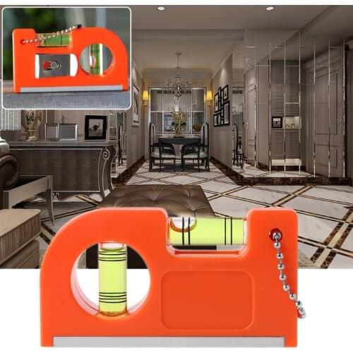 Mini Keychain Level Ruler with Magnet Base V Stripe Spirit Level Bubble Clamp