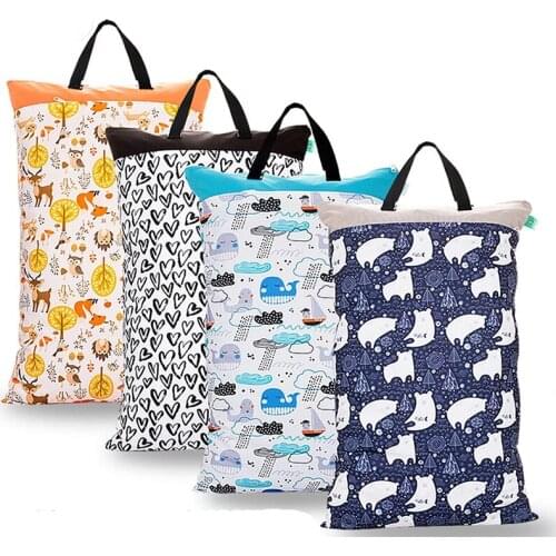 Reusable Baby Diapers Waterproof Bag 40*70cm Mass Baby Clothes Storage Bag Wet Bag Diaper Bag Prints Diaper