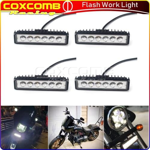 Motorcycle 6'' 18W Cafe Racer LED Work Light Bar For all 12V/24V Automotive Vehicles Trucks Off road 4x4 Cars Trucks SUVs ATVs