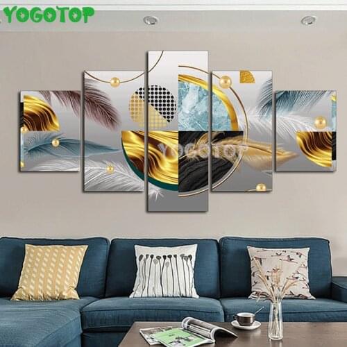 5 Pieces Abstract Feather 5d DIY diamond painting full diamond embroidery mosaic Rhinestone Wall Art Luxury Marbling ML1476
