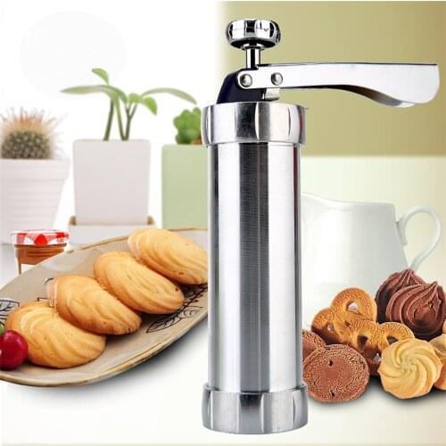 Stainless Steel Cookie Biscuit Press Gun Set DIY Baking Decoration Tools with 20 Discs 4 Tips for Cookies Cake Cheese Dessert