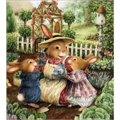 Embroidery Counted Cross Stitch Kits Needlework - Crafts 14 ct DMC color DIY Arts Handmade Decor - Backyard Tea Party