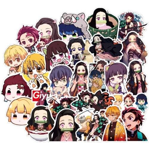 50PCS Hot Japan Anime Kimetsu No Yaiba Stickers Decal Vinyl For Car Guitar Laptop Skateboard Demon Blade Slayer Sticker
