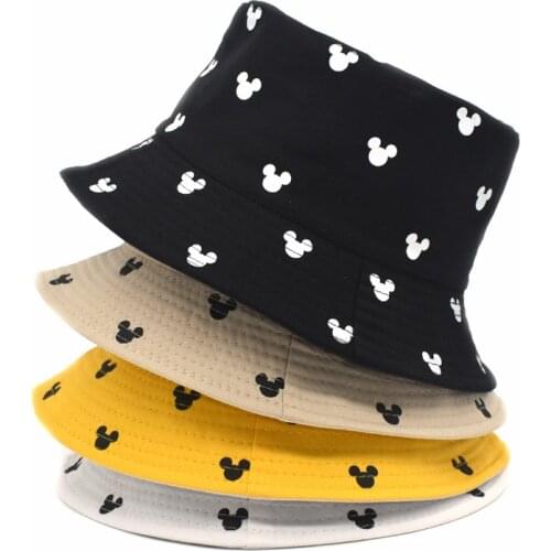 New Cartoon Mouse Printed Bucket Hats For Men Women Girls 2021 Fashion Summer Fishing Panama Cotton Hip Hop Caps Fisherman Hat