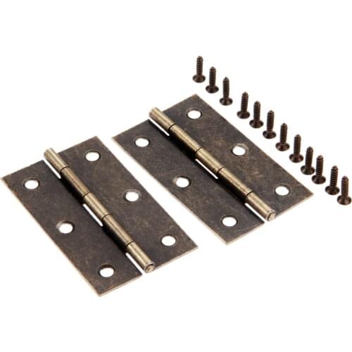 2Pcs 75mm*42mm Hinges 6 holes Antique Bronze Vintage Lace Pattern Decorative Furniture hinge Jewelry wooden Box Cabinet Cupboard