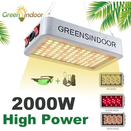 Phytolamp For Plants Greenhouse 2000W Led Grow Light Full Spectrum Sunlike Warm White Grow Tent High Power 3 Modes With Glasses