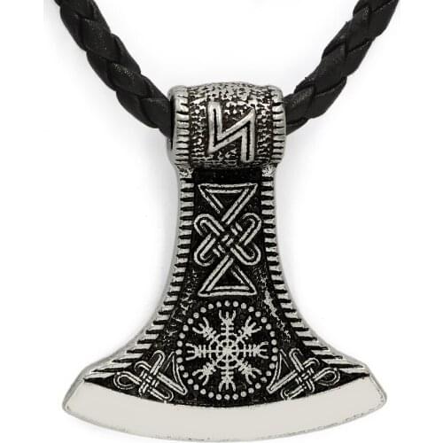 Hot vintage Viking pirate Celtic knot compass pattern axe charm mens amulet necklace jewelry