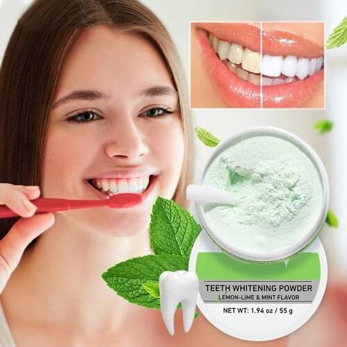 Teeth Whitening Powder Tangy Lemon Lime Hygiene Dental Tooth Cleaning Remove Tartar Safe Protect Bright Teeth Oral Care