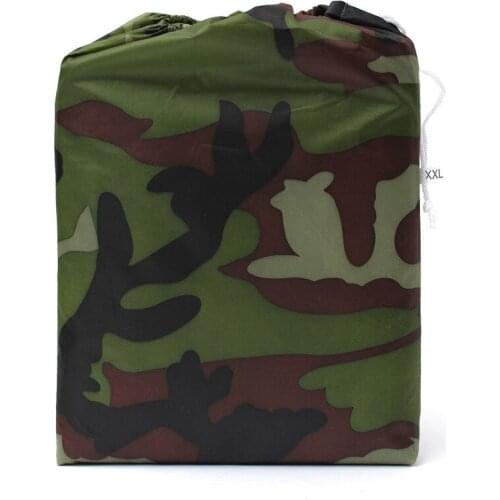 PU Coatin Dustproof/Waterproof Camouflage Motorcycle Scooter Covering Outdoor UV Protection Cover 265*105*125cm 180T 250cc 2XL