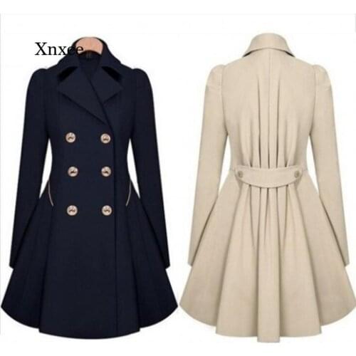 Wool Windbreaker Autumn Ladies Double Breasted Plus Size Winter Women Blends Coats Causal Solid Slim Fit Long Trench Coat
