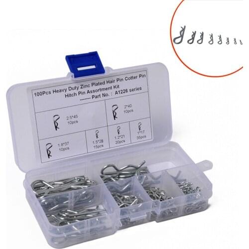 100Pcs Carbon Steel Galvanized Steel Hairpin R Type Pin/4.8 Grade/B Type Split Pin Wave Pin Hairpin Pin Auto Parts