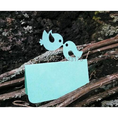 Blue Love Birds Blank Place Cards, Holiday, Wedding, Dinner Party, Seating Card, Reception, Escort Card, Bird Couple