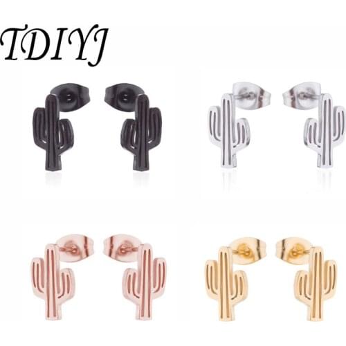 TDIYJ Stainless Steel Cactus Stud Earrings Tropical style Ear Nails as Women Girls Jewelry Accessrise