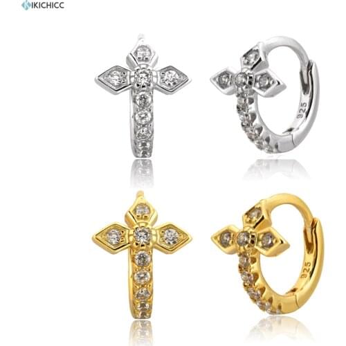 ANDYWEN 925 Sterling Silver Cross Zircon Huggies 2020 luxury 8.5mm Hoops Women Luxury Earring Jewelry Fine Fashion Jewelry
