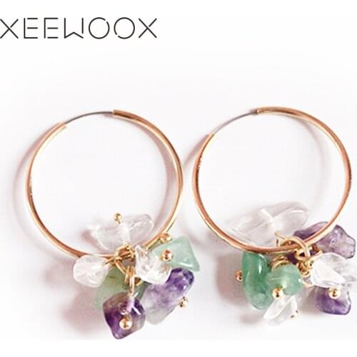 Crystal raw stone Hoop Earrings Bohemia XEEWOOX 2019 New Week Designer Hyperbole Party Creative Women Jewelry