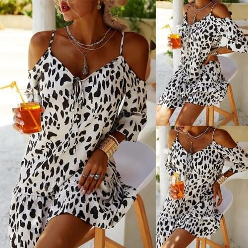 Dress Women Summer Spot new 2021 Europe condole belt leopard print hubble-bubble sleeve loose Dresses Casual Vestidos CKX9703