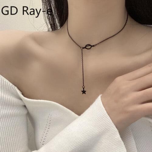 New Fashion Simple Cool Black Star Lariat Necklace 2157