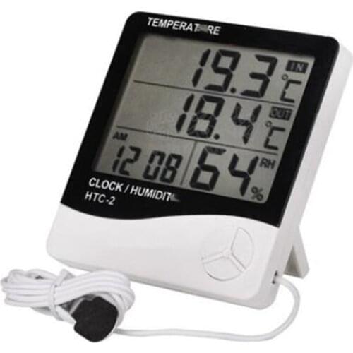 LCD Electronic Digital Temperature Humidity Meter Indoor Outdoor Thermometer Hygrometer Weather Station Clock HTC-1 HTC-2 HTC1