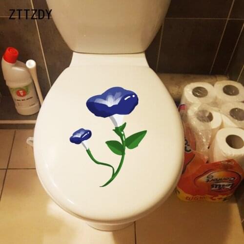 ZTTZDY 16.8*21.7CM Purple Morning Glory Creative Cartoon Toilet Seat Stickers Home Room Wall Decals T2-0134