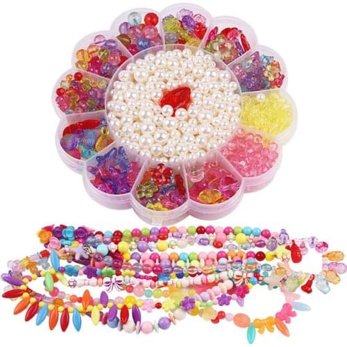 1Box Diy Beads Toys for Children Handmade Necklaces Bracelets Jewelry Making Beads Set hacer pulseras nina Girl Educational Toys