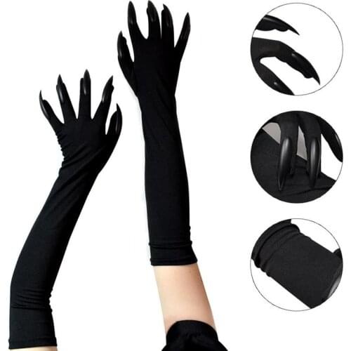 1 Pairs Halloween Costume Paw Gloves Novelty Long Nail Gloves Cat Claw Gloves Cosplay Props Halloween Party Costume Accessories