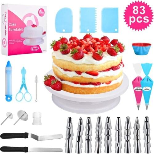 83 Pcs/lot Cake Tools Decorating Kit Supplies Set Tools DIY Piping Tips Pastry Icing Bags Nozzles Different Shapes Cake Tool