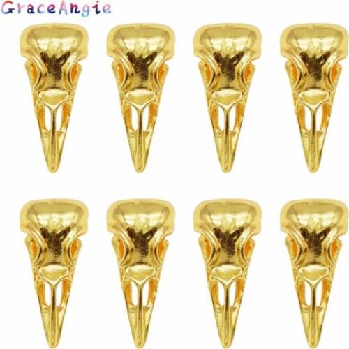 7pcs/pack Gold/ Silver Color Scary Head Alloy Bird Skull Necklace Charms Pendant Man Halloween Jewelry Making Craft 32*14*10mm