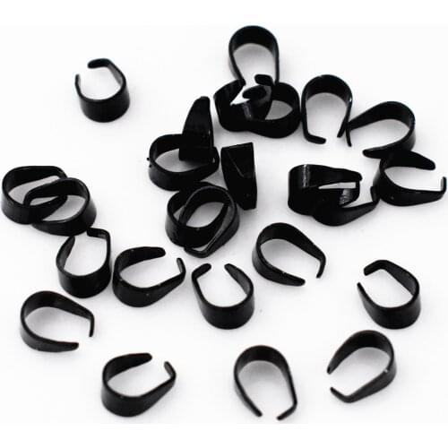 9*6*4mm 100pcs/Lot Black Pendant Necklace Buckle Clasp Connectors For Cameo Tray Jewelry Findings Accessories for DIY