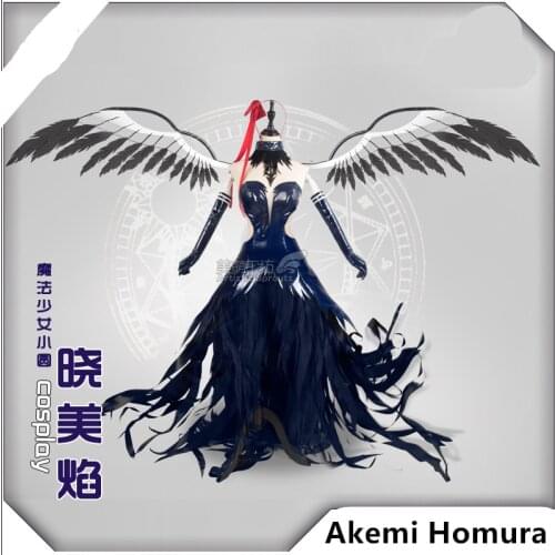 Puella Magi Madoka Magica Anime Cosplay Akemi Homura Cosplay Costume dress with wings halloween costume gift dress female