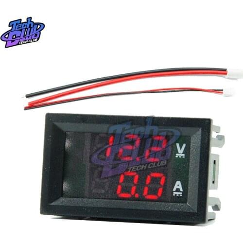Three-digit Digital Voltmeter Ammeter 10A 50A 100A LED Display Voltage Current Meters Tester Detector Power Supply DC 7-110V