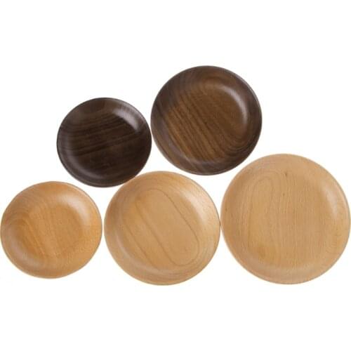 Wooden Round Plates Fruit Cake Tea Coffee Dessert Dish Food Serving Tray