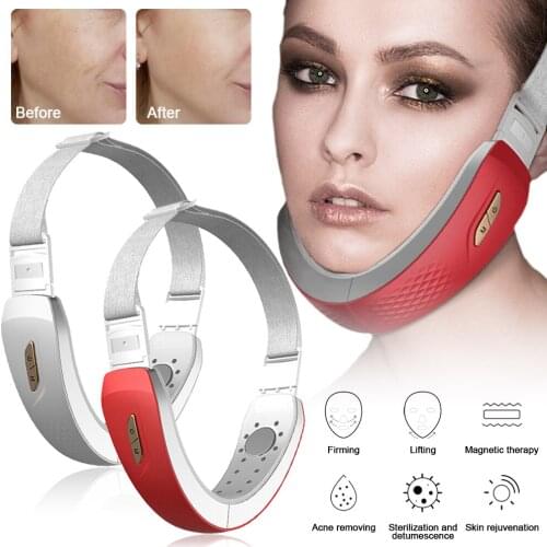 Electric V-Face Shaping Massager Lift and Tighten Red Or Blue Ray Face Massager With Remote Control V-Face Lift Belt Support