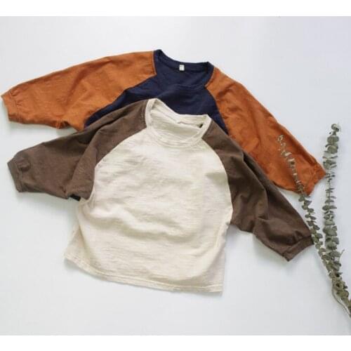 Boys Girls Long Sleeve T Shirts Autumn Baby Boys Cotton Clothes T Shirts Children Batwing Sleeve Tops Tees Kids Clothing 18M-7T