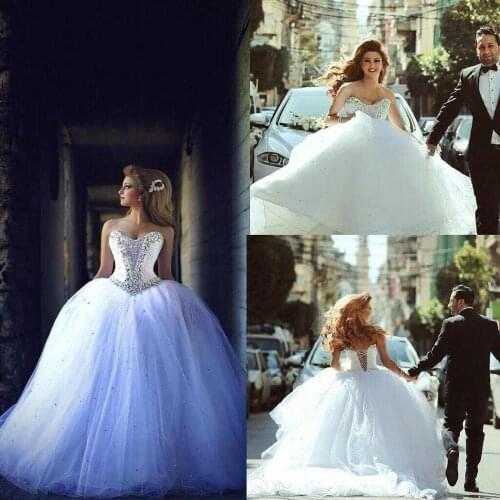 Crystal Wedding Dresses Princess Bride Ball Gowns Sweetheart Bridal Dresses Custom Made Bridal Gown Dress