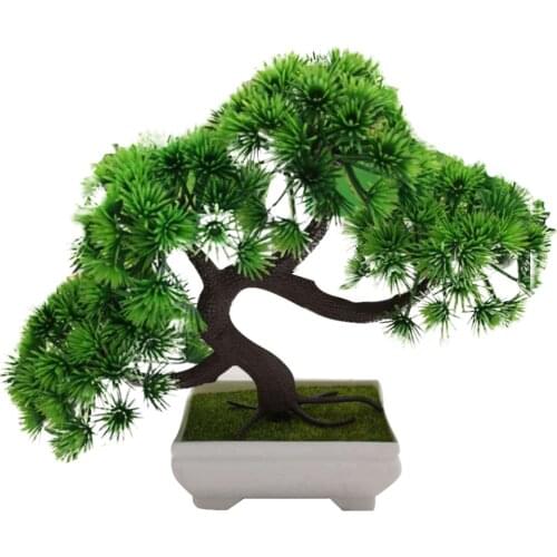 Simulation Pine Tree Potted Fake Bonsai Guest Greeting Pine Tree Artificial Mini Green Plant Home Office Desktop Decoration