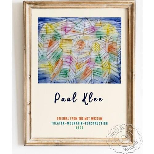 Paul Klee Exhibition Museum Poster, Theater Mountain Construction Abstract Canvas Painting, Modern Cubism Home Decor Art Prints