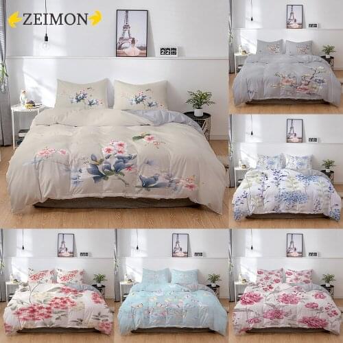 ZEIMON Nordic Floral Bedding Set Queen Size Duvet Cover Flowers Comforter Cover Set Housse De Couette Bedclothes 2/3Pieces