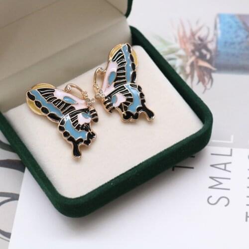 Butterfly Earrings Beautiful Drip Glaze Mixed Colour Creative Brincos For Women Retro Pretty Party Accessories