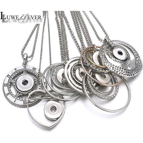 LUWELLEVER Hollow Heart Necklace Interchangeable Ginger Necklace 092 Fit 18mm Snap Button Charm Jewelry For Women Gift