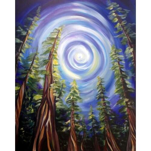 Ancient Forest Oil Painting, Handpainted, Landscape Painting Oil on Canvas, Modern Wall Arts, Home Decor Fine Art, Unframed