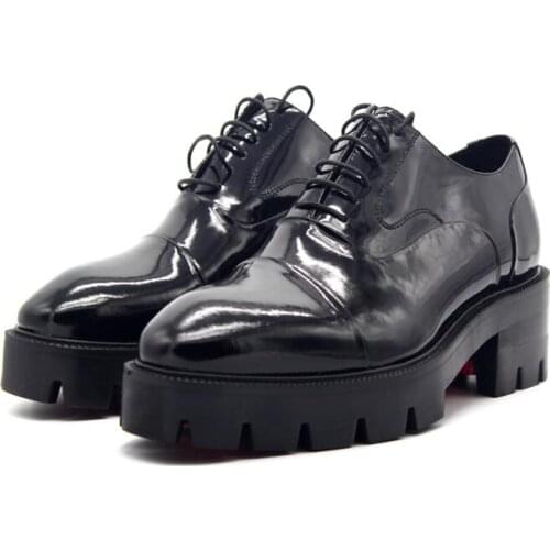 New genuine leather fashion shoes for men oxfords increase Shiny platform heels men shoes business shoes