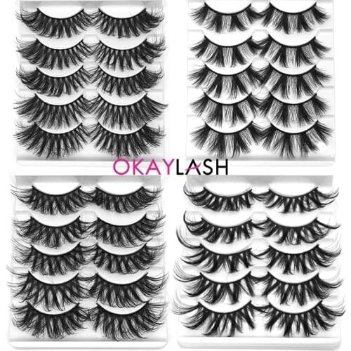 OKAYLASH 5Pairs Faux Mink False Strip Eyelashes Volume Wispie Lashes Makeup Fluffy Criss-cross Eyelash Extension Big Eyes