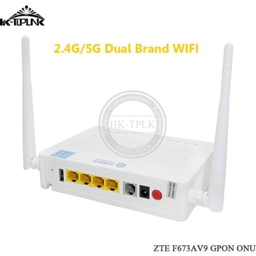 New Original ZTE F673A V9 GPON ONU ONT English Firmware 4GE+1Tel+2USB+Wifi 2.4G/5G Dual Brand UPC China Mobile Logo Bare Metal