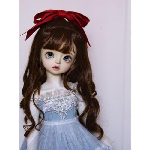BJD doll wig suitable for 1-3 1-4 1-6 size big bow half ponytail doll accessories